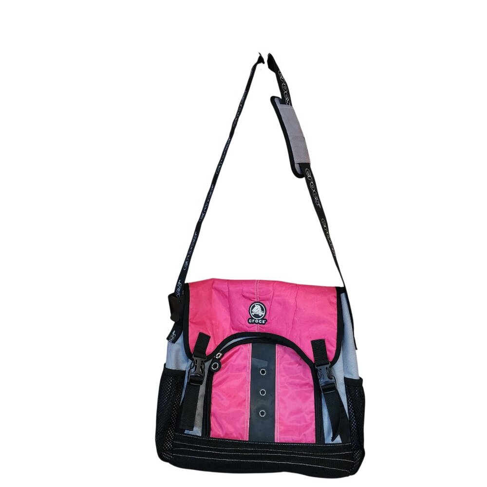 Crocs Padded Beach Bag Tote Diaper Bag Shoulder Strap Buckles Pink Gray Pool